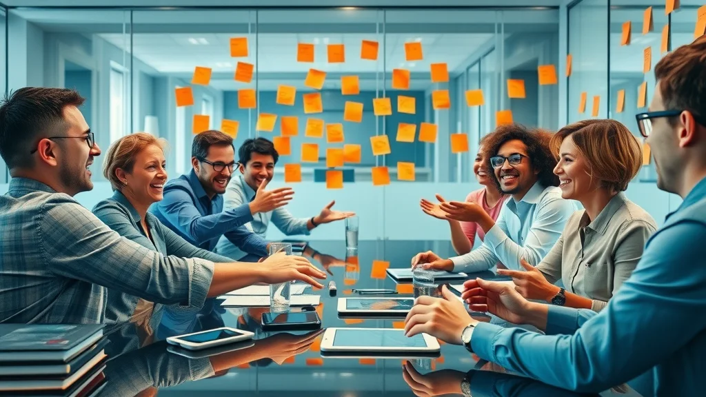 Dynamic brainstorming team energetically exchanging ideas, reflecting the creative mindset needed for running a successful business.